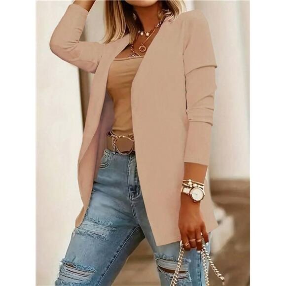 Variété Boutique Jackets & Blazers - Women's Solid Color Minimalist Casual Long Sleeve Blazer